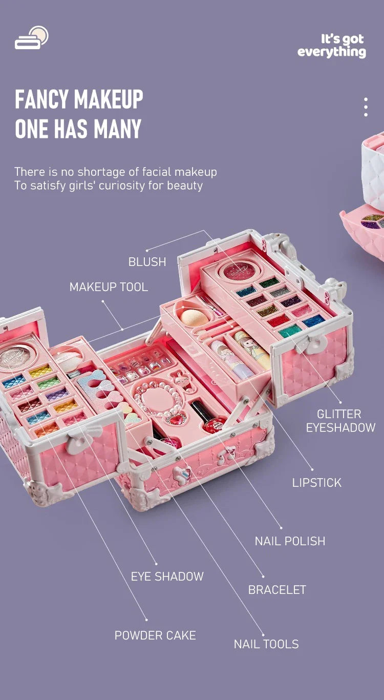 49 Piece Kids Makeup Kit for Little Girls – Washable Real Princess Makeup Set with Cosmetic Case, Birthday Gift Play Set