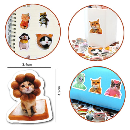 Funny Cat Stickers - Cartoon Cute Decals for Toys, Stationery, Guitar, Phone, Bicycle, Laptop, Luggage, Car, and Graffiti, Available in 10/50/100pcs
