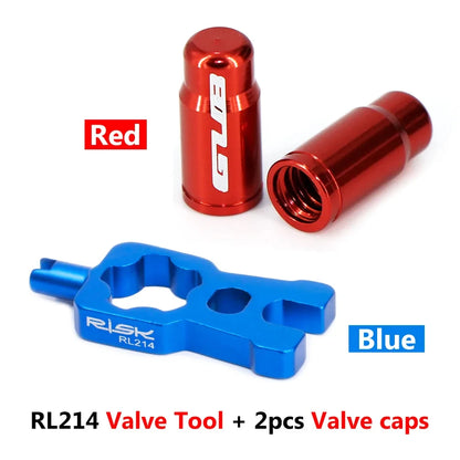 RISK 4-in-1 Bike Valve Core Wrench – Portable Road Bicycle Tool with 2 Presta Valve Caps for Installation & Removal