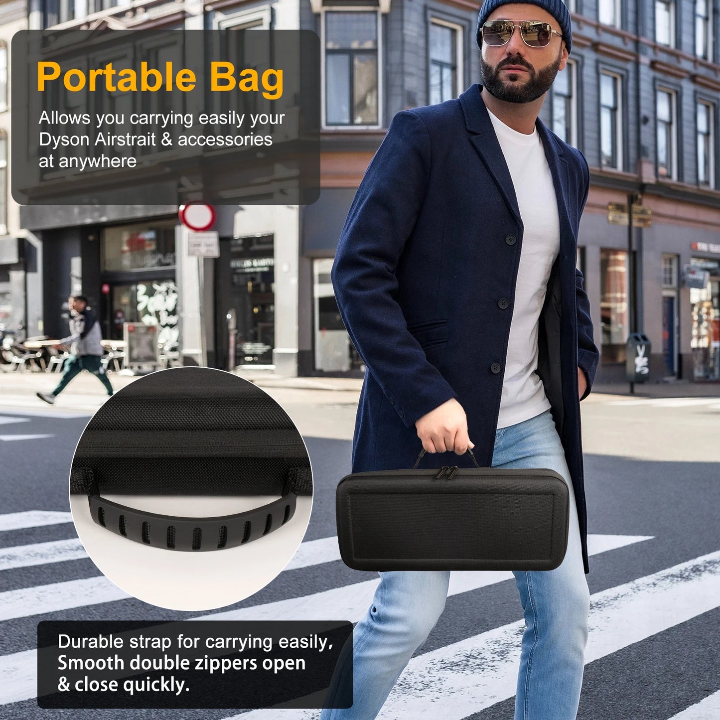 Hard EVA Case for Dyson Airstrait HT01 – Portable Travel Storage Bag for Hair Straightener & Accessories