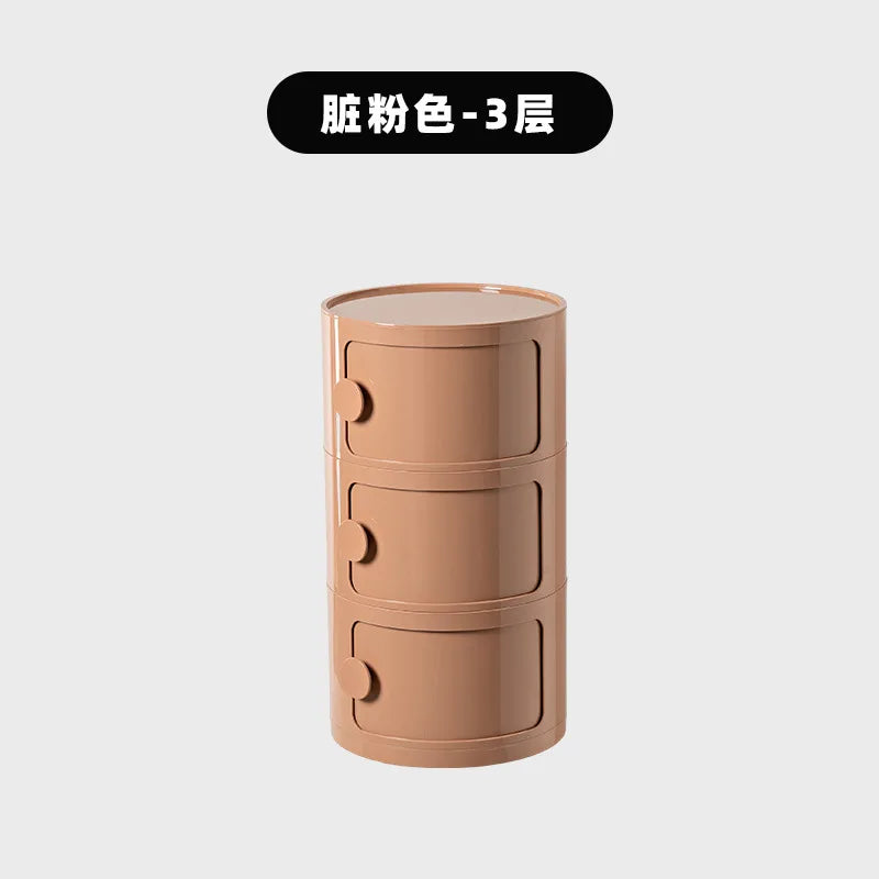 Nordic Minimalist White Bedside Table – Modern Round Plastic Side Cabinet, Small Creative Storage Unit