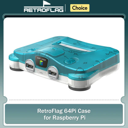 RetroFlag 64Pi Retro Gaming Case for Raspberry Pi 5 – Dual USB Ports, SD Card Storage, Safe Shutdown & Reset Support