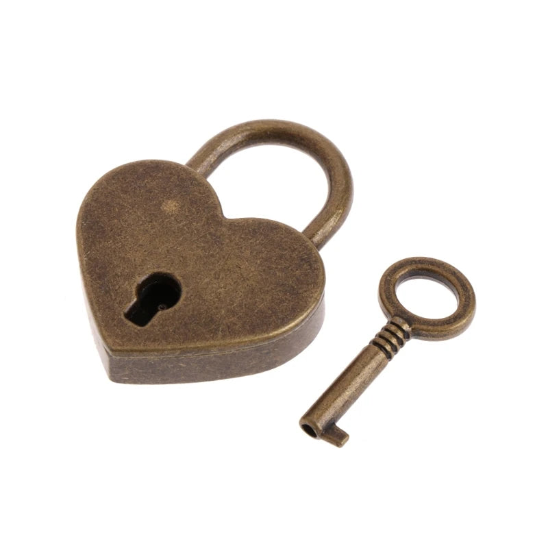 Vintage Wish Lock Mini Heart Shaped Lock Wedding Keyed Padlocks Personalized Padlock for Jewelry Box Small Wooden Box