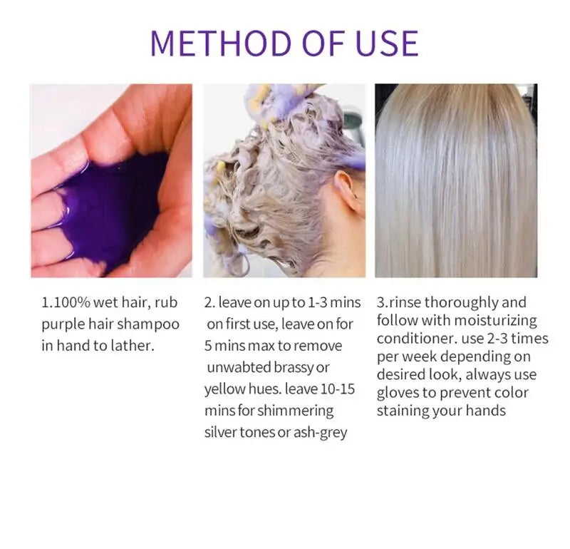 300ml Purple Color Fixing Shampoo – Long-Lasting Hair Dye, Gray Coverage, Fade Yellow After Bleach, Non-Irritating Hair Care
