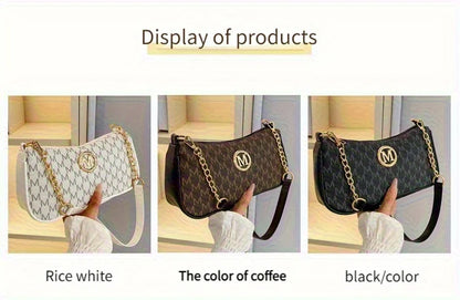 Vintage Letter Print Teenager Underarm Bag – Small Square Crossbody Handbag with Chain & Adjustable Strap