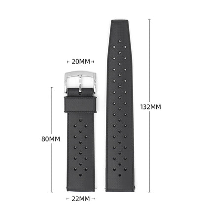 Classic Tropical Style FKM Watch Strap - 18mm, 20mm, 22mm Replacement Band for Seiko, Oris, Citizen