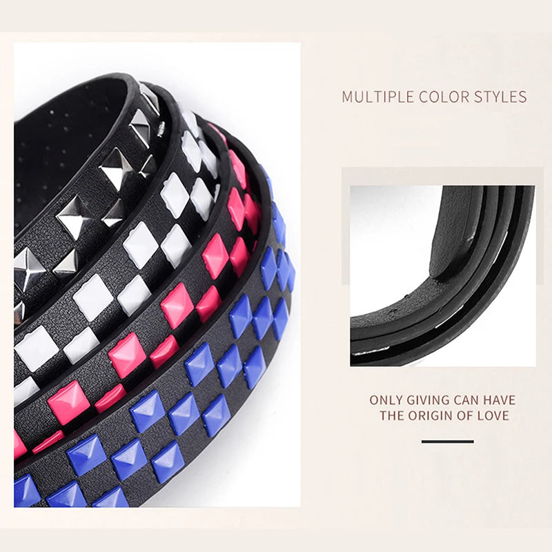 Personalized Checkerboard PU Leather Belt – 107CM Unisex Rivet Punk Hip-Hop Fashion Accessory