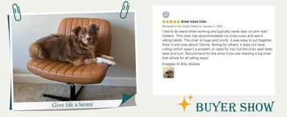 Armless Criss Cross Legged Swivel Office Chair - Wide Desk Chair Without Wheels