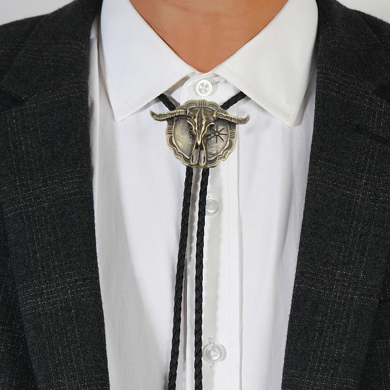 New Arrival Western Southwest Longhorn Steer Cow Skull Bolo Tie – Leather Rodeo Neck Tie, Fashion Shirt Accessories