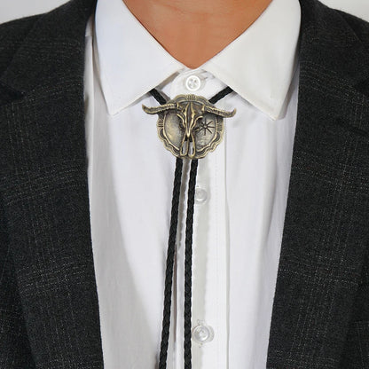 New Arrival Western Southwest Longhorn Steer Cow Skull Bolo Tie – Leather Rodeo Neck Tie, Fashion Shirt Accessories