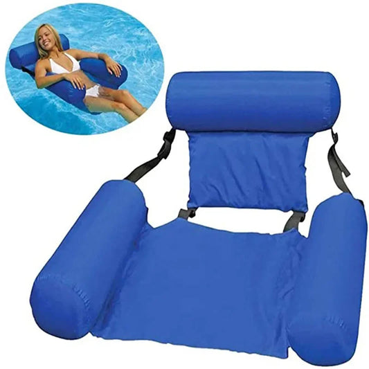 Summer Inflatable Chair: Foldable Floating Row for Swimming Pool, Beach Lounger Bed - PVC Water Hammock Air Mattress for Water Sports