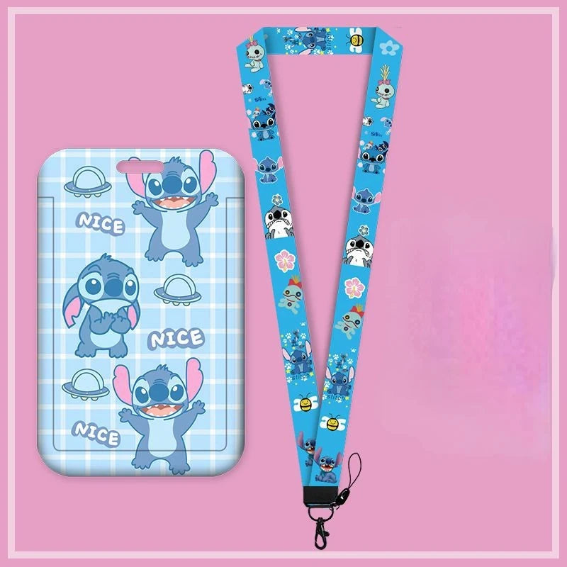 Disney Anime Stitch Badge Holder – Kawaii Card Holder Lanyard for Students, Kids, Campus Neck Strap Gift