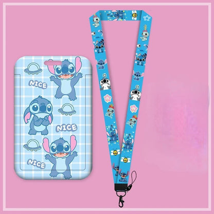 Disney Anime Stitch Badge Holder – Kawaii Card Holder Lanyard for Students, Kids, Campus Neck Strap Gift
