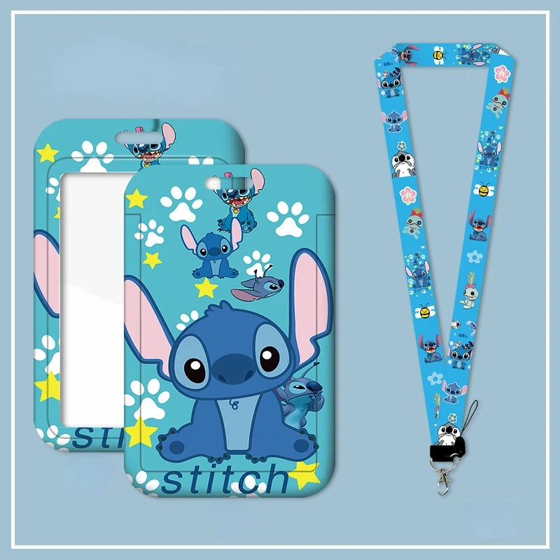 Disney Anime Stitch Badge Holder – Kawaii Card Holder Lanyard for Students, Kids, Campus Neck Strap Gift