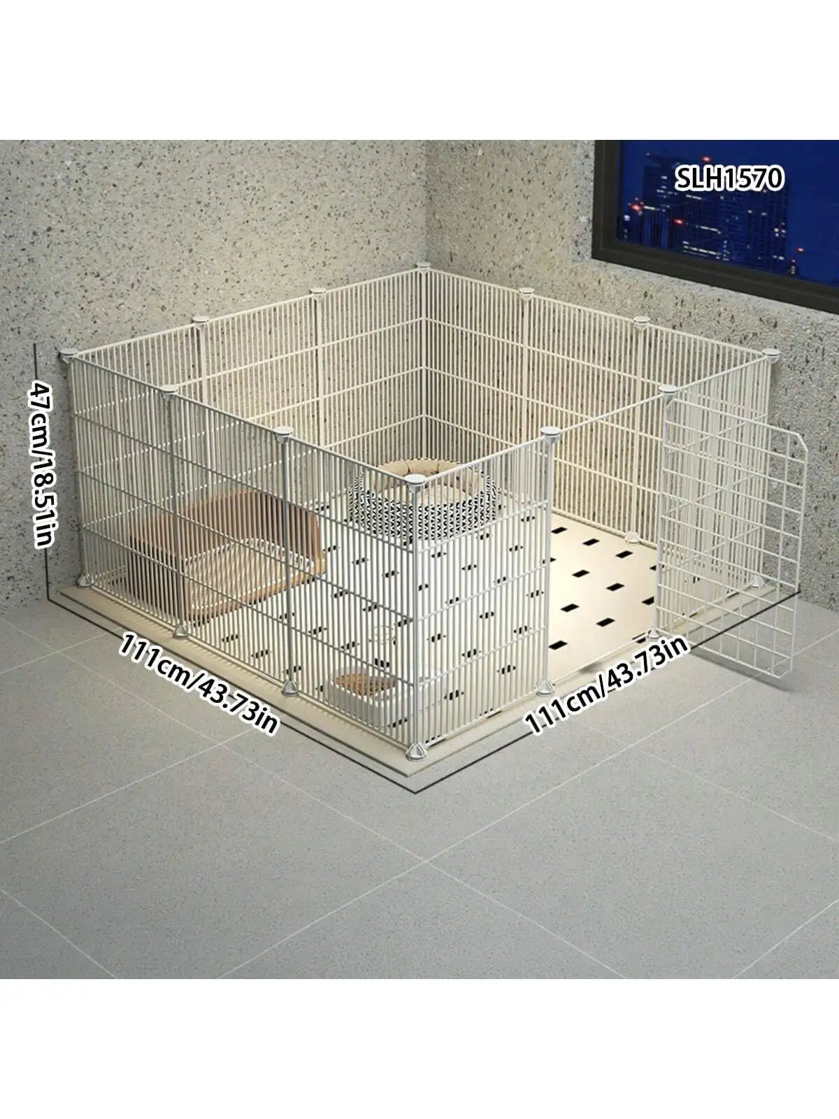 Indoor Pet Enclosure — No Assembly Teddy Fence with Tight Mesh, Escape-Proof Small Dog & Puppy Cage