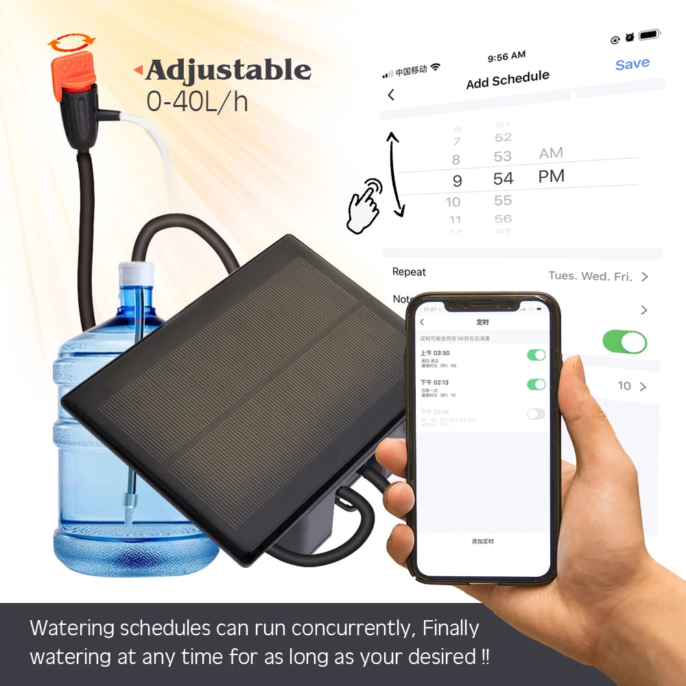 Tuya WiFi Solar Smart Drip Irrigation System — Remote Control Watering Kit for Garden & Balcony Plants