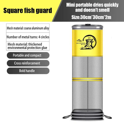 Collapsible Large Capacity Fishing Net – 150/200/250/300cm Portable Nylon Bait Storage Cage for Outdoor Fishing