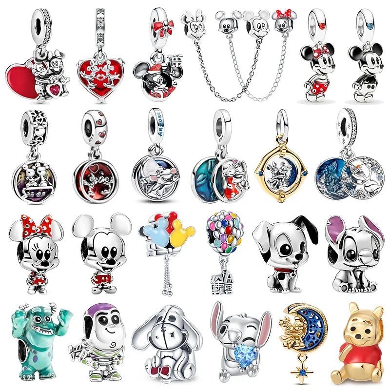 MINISO League of Legends Mickey & Minnie 925 Sterling Silver Charm – Beads Fit for Pandora Bracelet, Ladies Jewelry