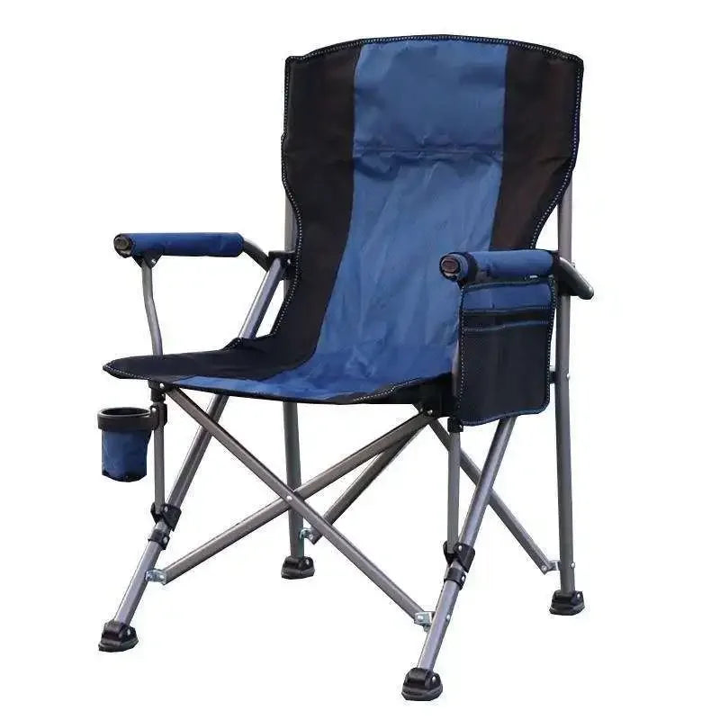 Outdoor Folding Fishing Chair – Large Camping Chair with Backrest, Armrests & Cup Holder