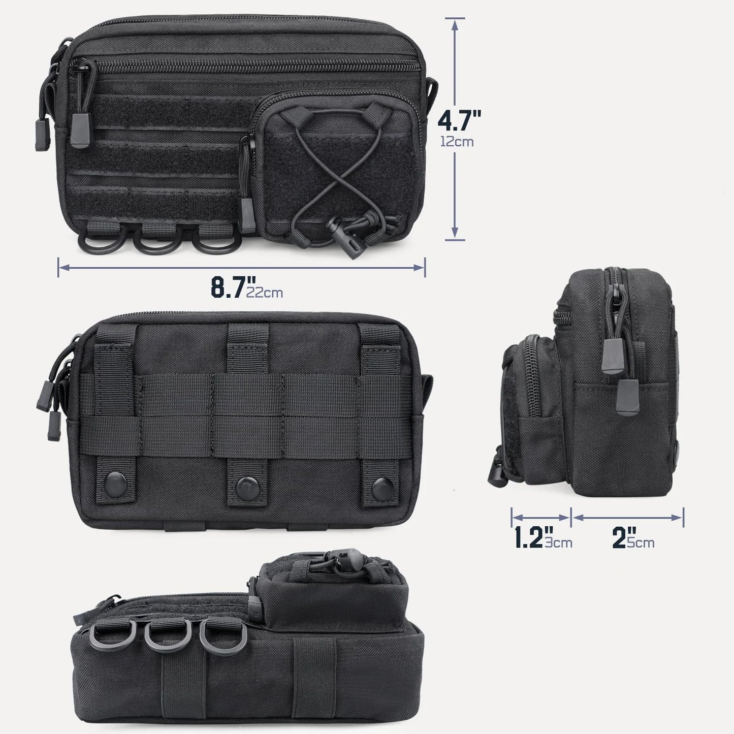 Tactical Molle Horizontal Admin Pouch – EMT EDC Utility Bag with Front Drawstring Pocket