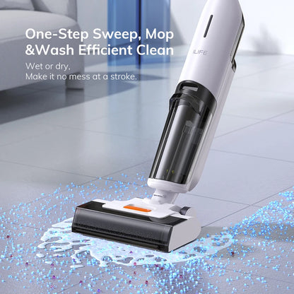ILIFE W90 Cordless Wet Dry Smart Mop – 5500Pa Suction, Self-Cleaning in 1 Minute, Large Dual Water Tank