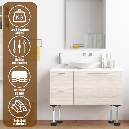 2Pcs Adjustable Telescopic Support Rods – 300kg Capacity Furniture Heightening Legs with Jack Frame