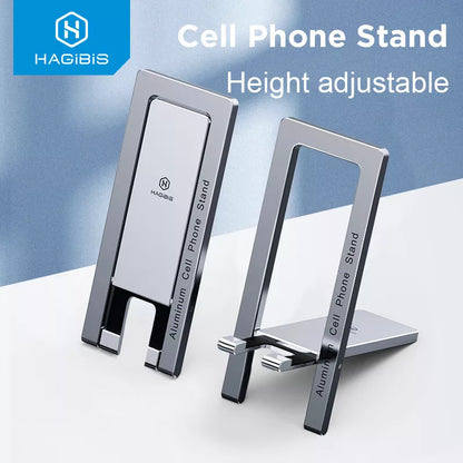 Hagibis Foldable Metal Phone Stand: Adjustable Desktop Holder - Portable Cradle Dock for iPhone 13, 12 Pro Max, SE, Xiaomi