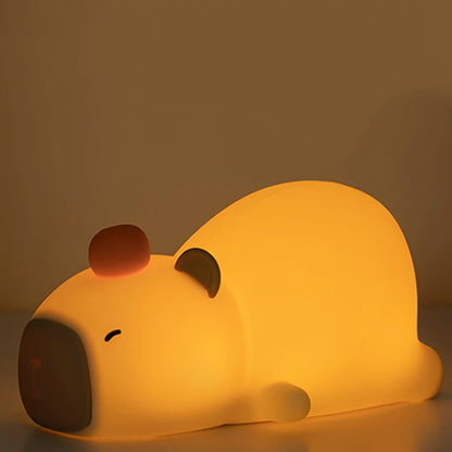 Capybara Cute Silicone LED Night Light - USB Rechargeable Dimmable Lamp for Kids' Room & Gift