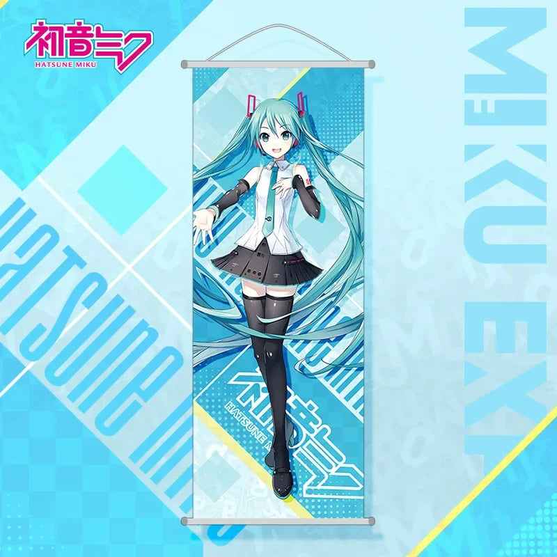 Bandai Hatsune Miku 2D Peach Skin Scroll Poster — Anime Wall Hanging Painting, Peripheral Decoration 25×70cm