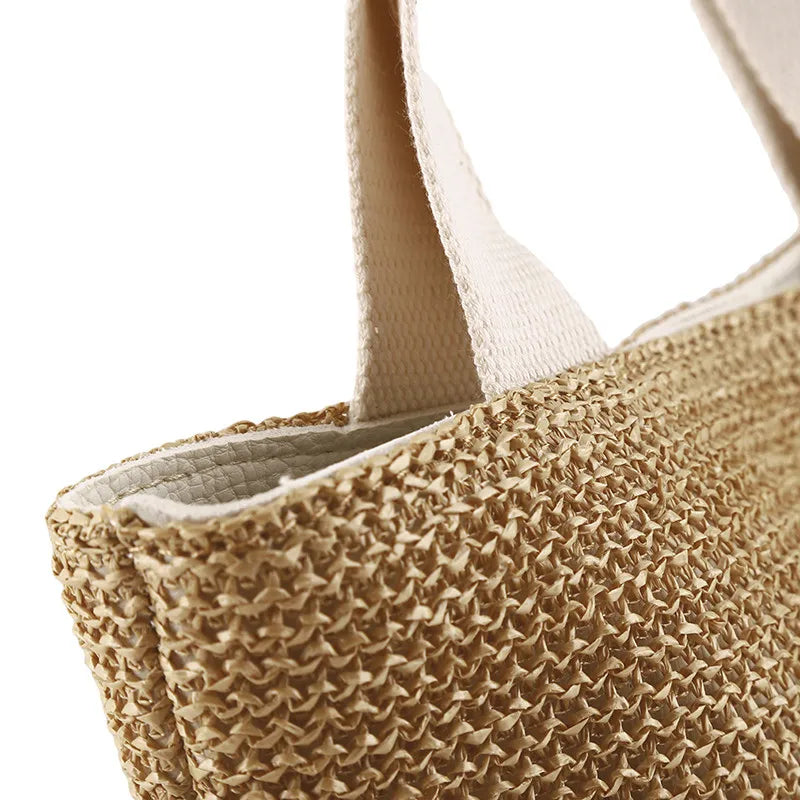 Women’s Bohemian Beach Straw Bag – Handmade Woven Rattan Bucket Shoulder & Crossbody Handbag