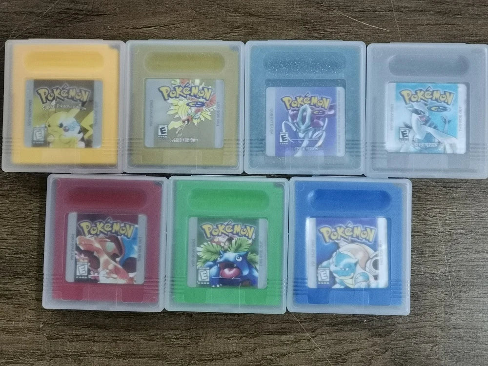 16-Bit GBC Game Cartridge – Pokémon Series Blue, Crystal, Gold, Green, Red, Silver, Yellow (USA Version)