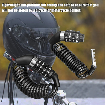 Durable 4-Digit Combination Helmet Lock Chain - Anti-Theft Bike & Motorcycle Cable Lock, Portable Stitch Motor Part