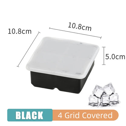 Silicone Ice Cube Maker with Lid - 4/6/8/15 Grid Ice Tray for Bar & Household Use, Ice Ball & Cube Mold