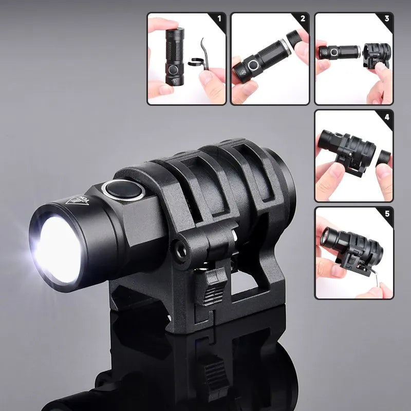 FAST Helmet Tactical Light - Flashlight Strobe with Telescopic Zoom & Clamp Holder for Safety, Camping, and Hunting
