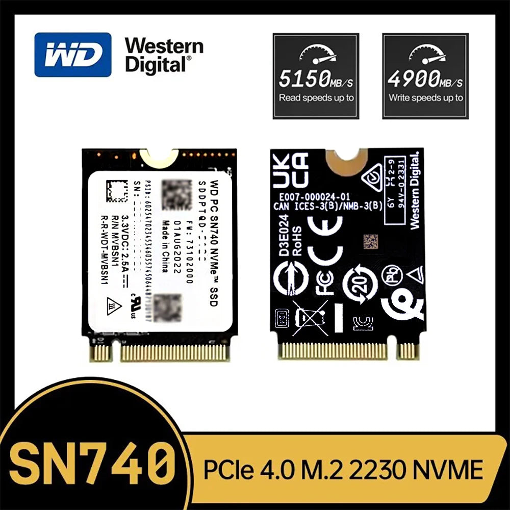 Western Digital WD SN740 1TB/2TB SSD – M.2 2230 Gen4 PCIe 4.0x4 NVMe Solid State Drive for Steam Deck & Surface Pro X