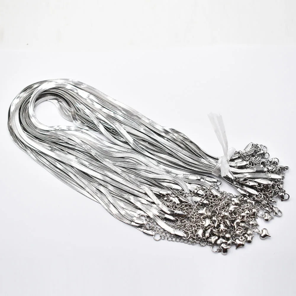 4mm Gold Stainless Steel Snake Chain Necklace – 40cm+5cm with Lobster Clasp, 12pcs DIY Jewelry Accessories