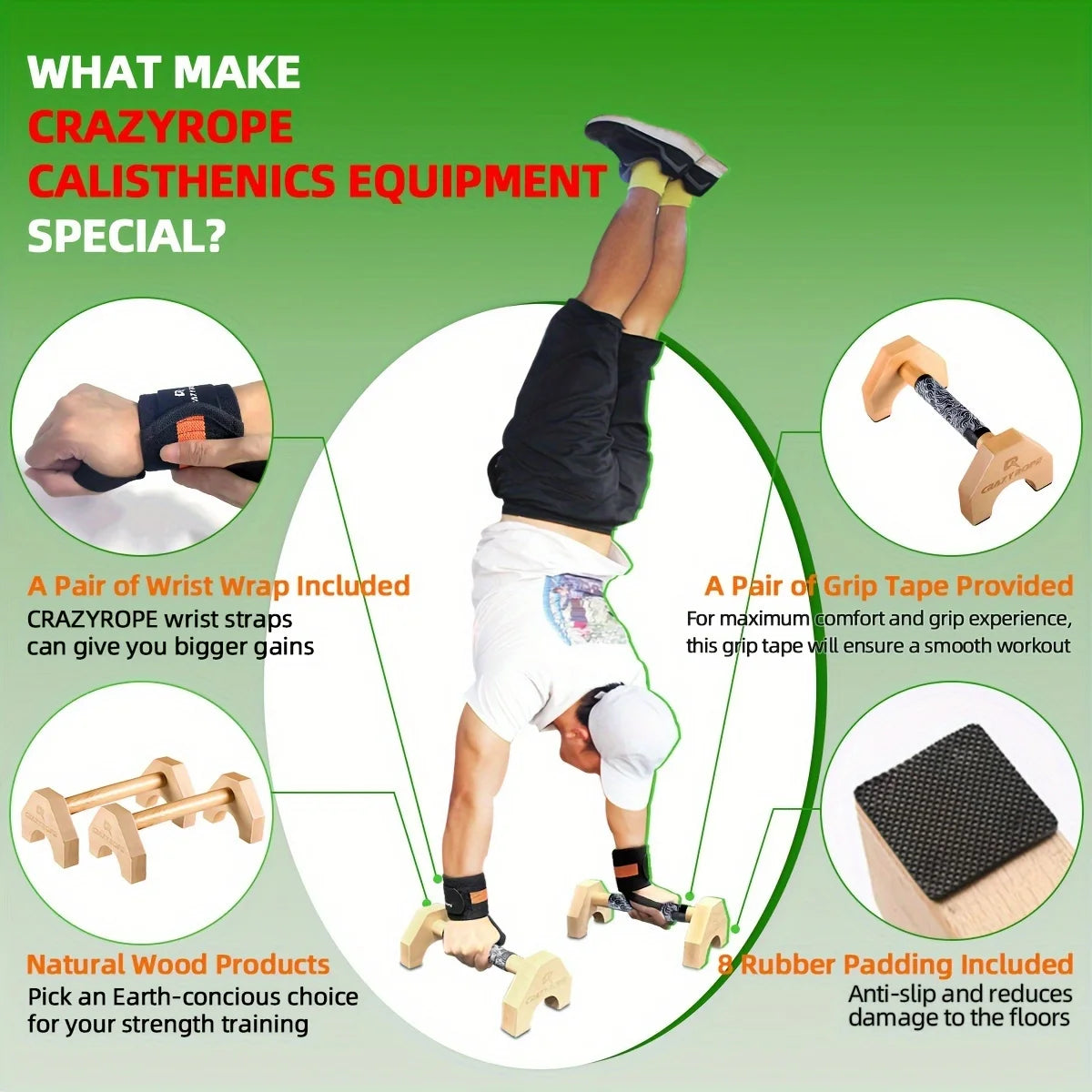 Wooden Push-Up Bar Stands: Gym Fitness Exercise Equipment for Body Building Training - Handstand Parallel Rods for Enhanced Workouts