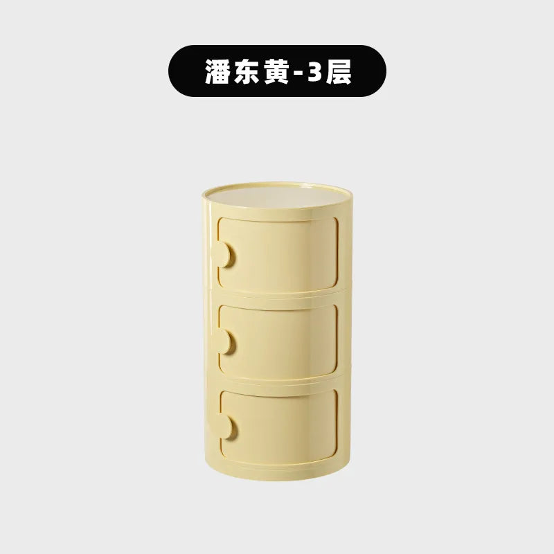 Nordic Minimalist White Bedside Table – Modern Round Plastic Side Cabinet, Small Creative Storage Unit