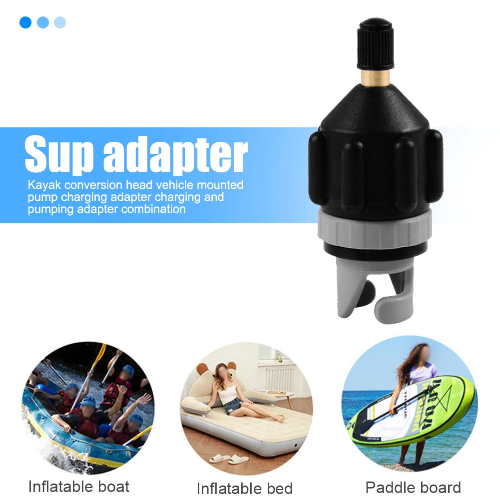 SUP Board Air Valve Adapter Kit — Inflatable Pump Connector for Paddle Boards, Kayaks, Black/Orange