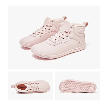 HOBIBEAR Unisex Winter Barefoot Shoes – Wide Toe Box Faux Fur Lined Ankle Sneakers for Women & Men, Artificial Leather Lace-Up