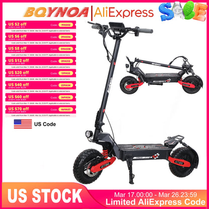 30MPH Electric Scooter with 1200W Motor – 20/40 Mile Range, Spring Damping, Disc Brake & 11" Off-Road Folding Tires