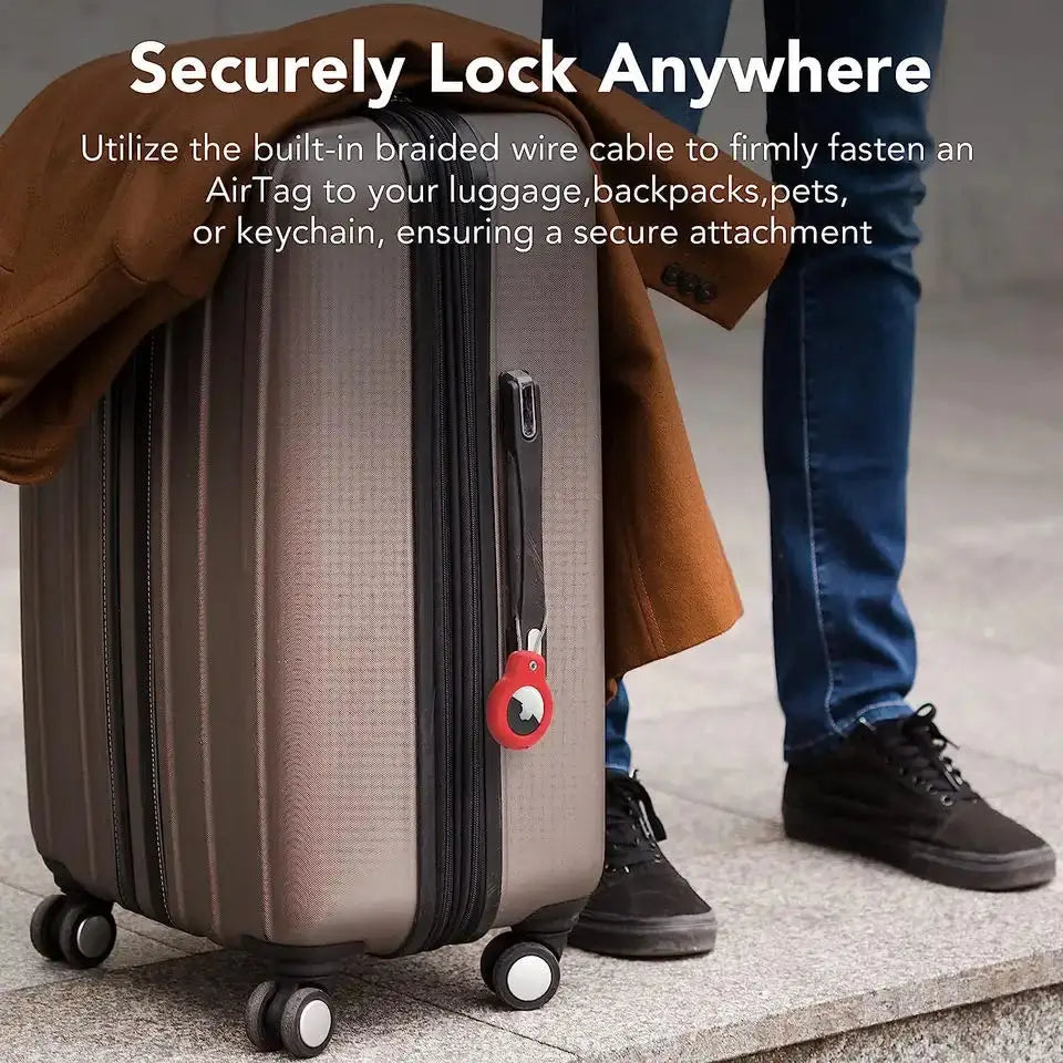 Apple AirTag Secure Holder – Wire Cable Lock Case Keychain for Keys, Luggage Tags, and Key Rings