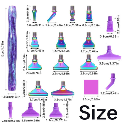 5D Resin Diamond Painting Pen - Includes Metal Replacement Heads, Multi-Placers, and Point Drill Pens for DIY Diamond Nail Art