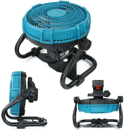 12-Inch Portable Camping Fan – AC/DC Dual-Use Table & Desktop Fan Compatible with Makita 18V, Lomvum, Zhipu, Hongsong, Jingmi Li-ion Batteries