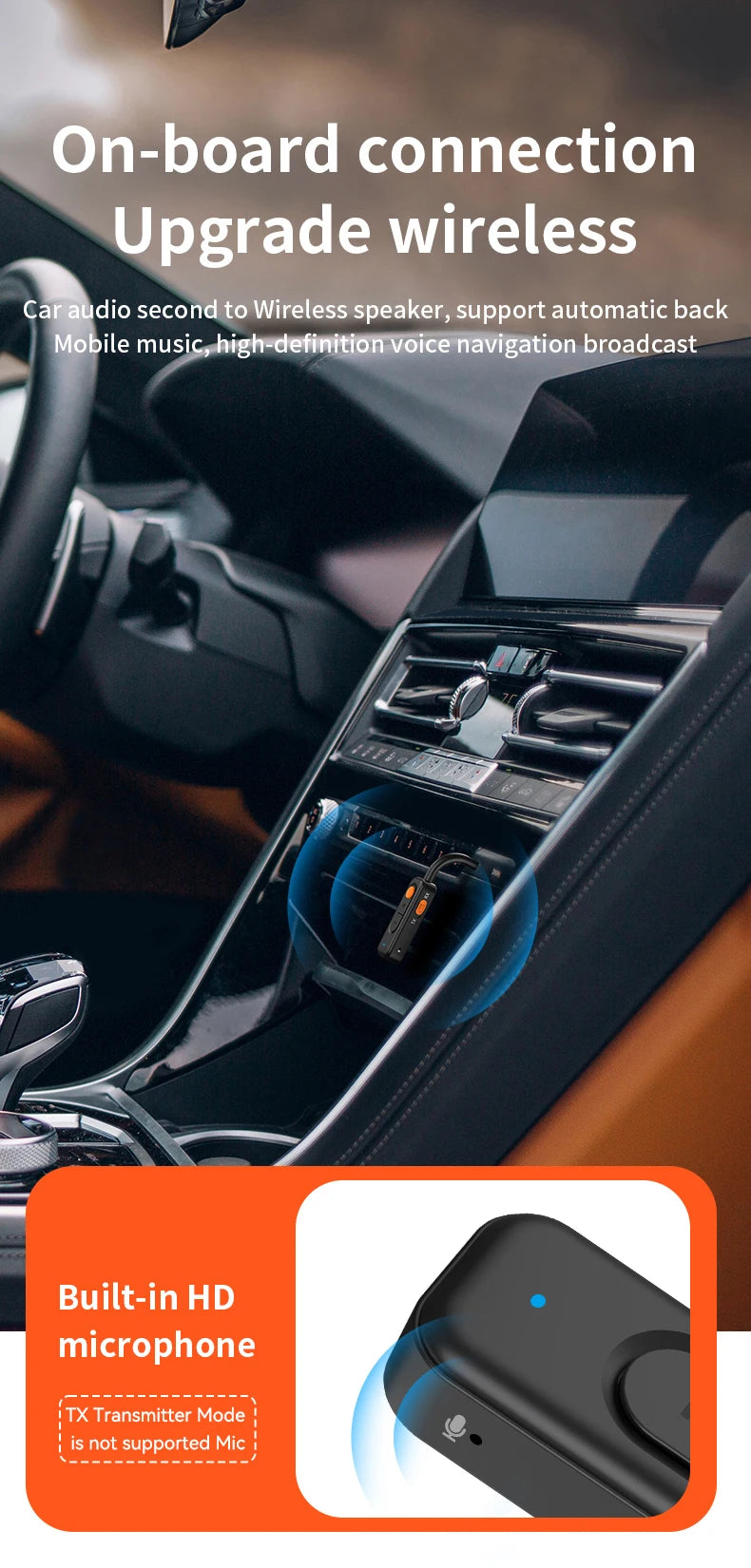 Bluetooth 5.4 Audio Transmitter Receiver – 3.5mm AUX HiFi Stereo Wireless Adapter with Mic for Car, Airplane, TV, PC & Headphones