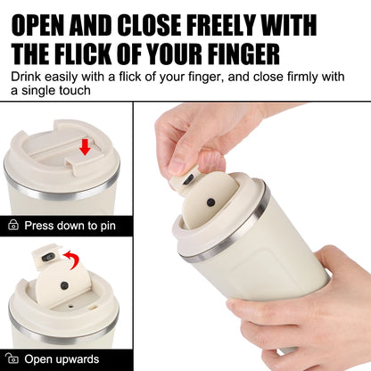 Double Stainless Steel Coffee Mug – Car Thermos, 380/510ML, Leak-Proof Travel Thermo Cup for Tea, Water, Coffee