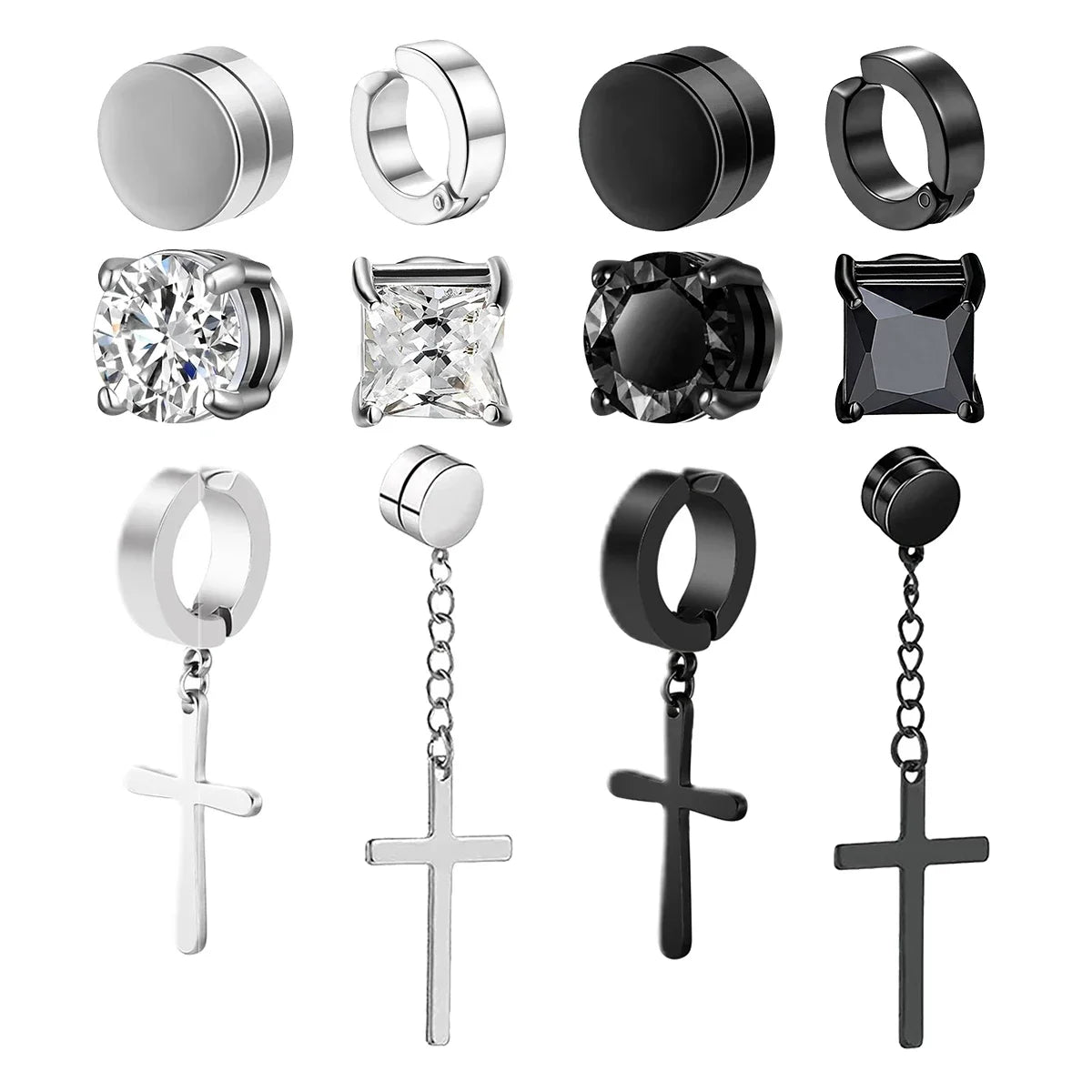 Fashion Magnetic Clip Ear Studs - Non-Piercing Fake Earrings for Men & Women, Jewelry Gift