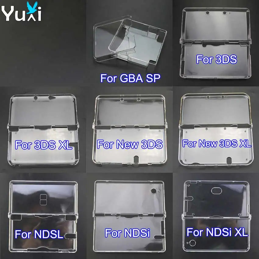 YuXi Clear Plastic Crystal Case — Hard Shell Protective Cover for NDSL, NDSi, New 3DS XL & GBA SP Game Console