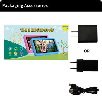 VASOUN Kids Tablet 8 Inch – Android 13, Quad-Core, 8GB RAM (4+4 Expand), 64GB ROM, 5000mAh, Dual Camera, WiFi, Parental Control