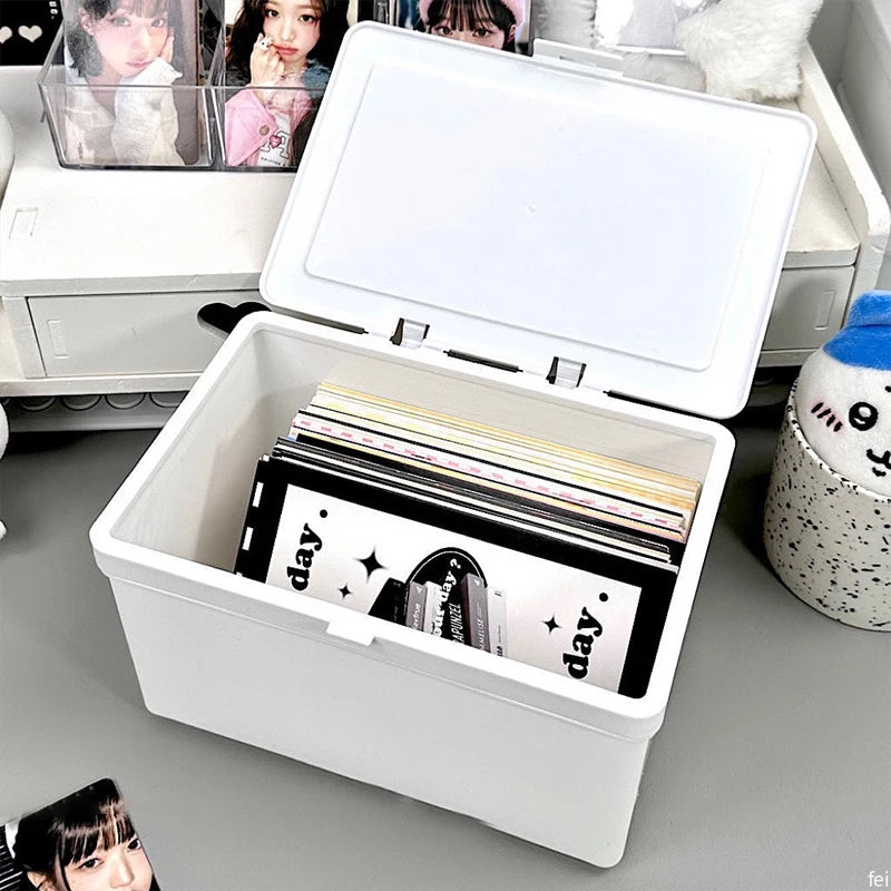 Idol Cards Storage Box – Photo Card Organizer for Kpop Collections and Stationery Storage